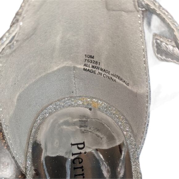 PIERRE DUMAS Silver Sparkle Formal Heels 10 Prom - Picture 9 of 10